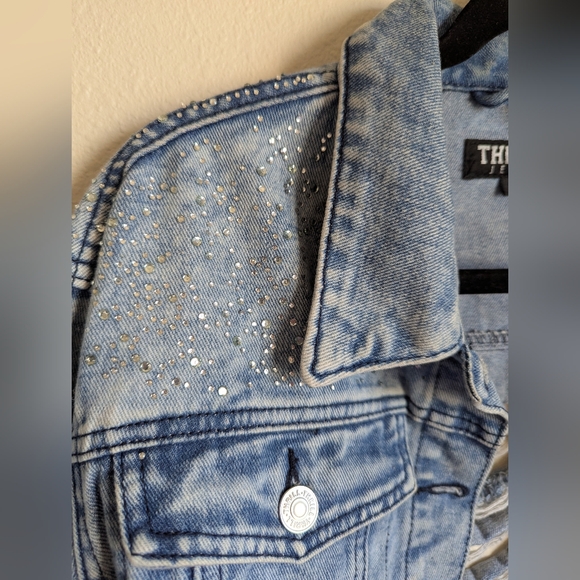Thrill Blue Vintage-Inspired Jean Jacket Size L - Picture 3 of 7